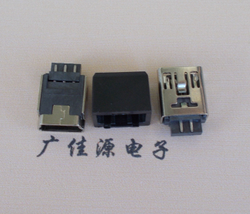 顺德MINI USB 5Pin接口 带护套焊线母座 B型180度铜壳