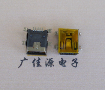 顺德MINI USB 5P 接口 母座 全贴带麦拉 高9.6带0.9柱子