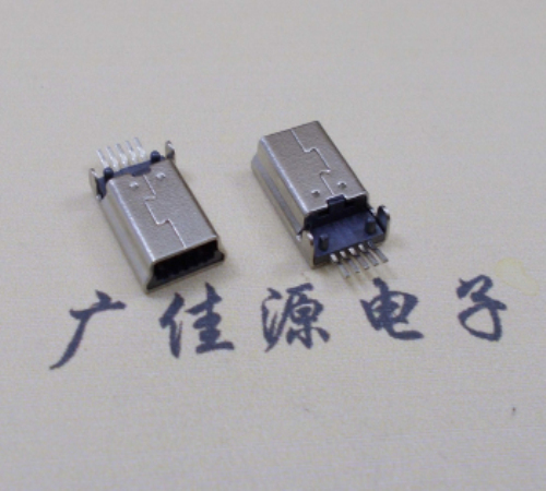 顺德MINI USB公头 5pin端子贴板带柱 10.7mm体长