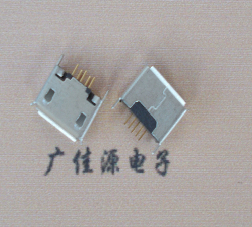 顺德Micro usb立插180度 5p针加长2.0mm卷边雾锡