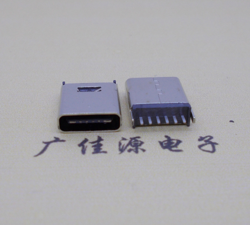 顺德直立式插板Type-C6p母座连接器高H=10.0mm