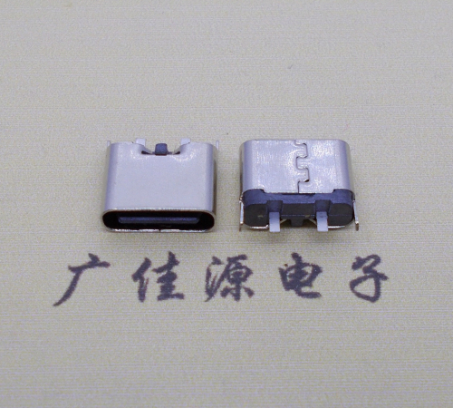 顺德铆合式type c2p母座两脚插板尾部带卡扣