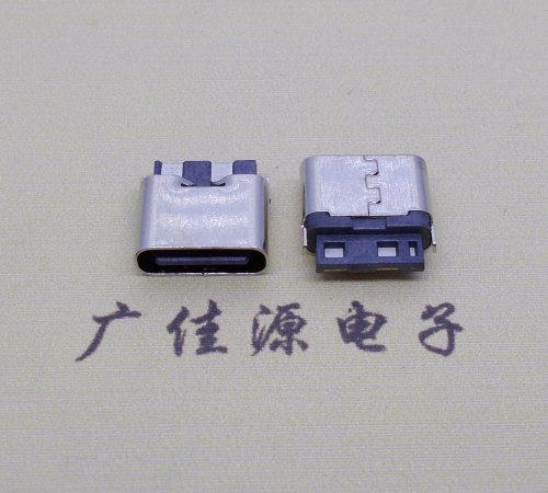 顺德type c2p焊线母座高6.5mm铆合式连接器