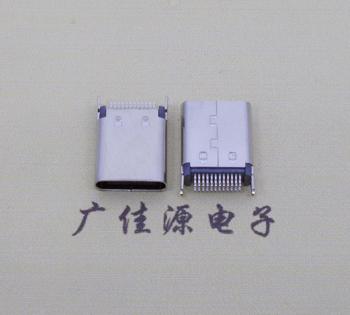 顺德立式usb type c24p夹板母座连接器 夹板距离0.8mm高度10.5mm插脚为鱼叉脚 
