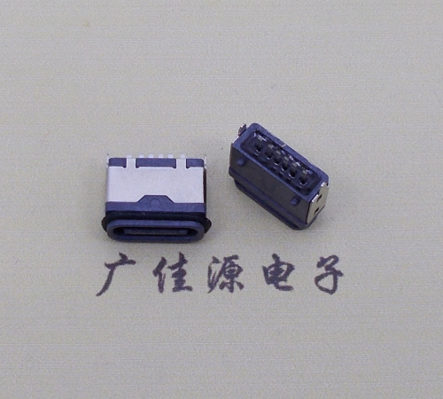 顺德usb type c6p防水立插母座两脚插带定位柱