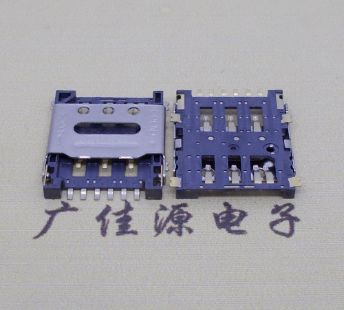 顺德掀盖手机卡座nano sim 1.5h 6pin超薄双用插卡贴片式