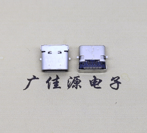 顺德type c24p板上双壳连接器接口 DIP+SMT L=10.0脚长1.6母头